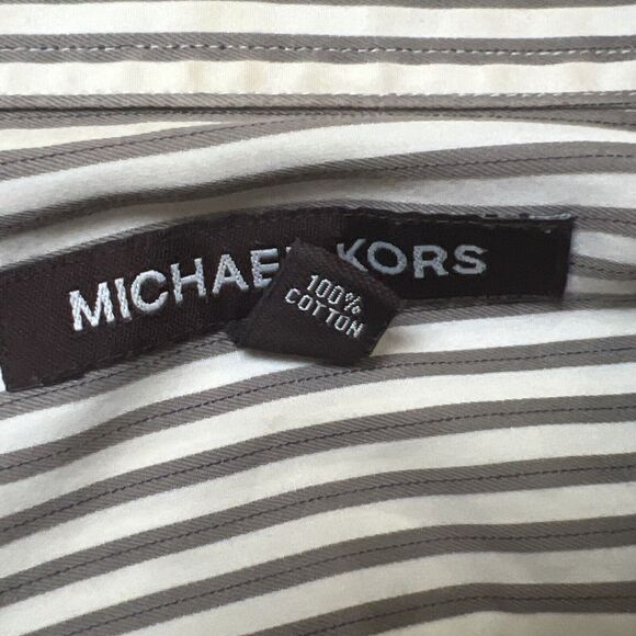 Michael KORS Striped Long Sleeve Button Shirt Men’s Size 16 34/35 - Picture 4 of 6